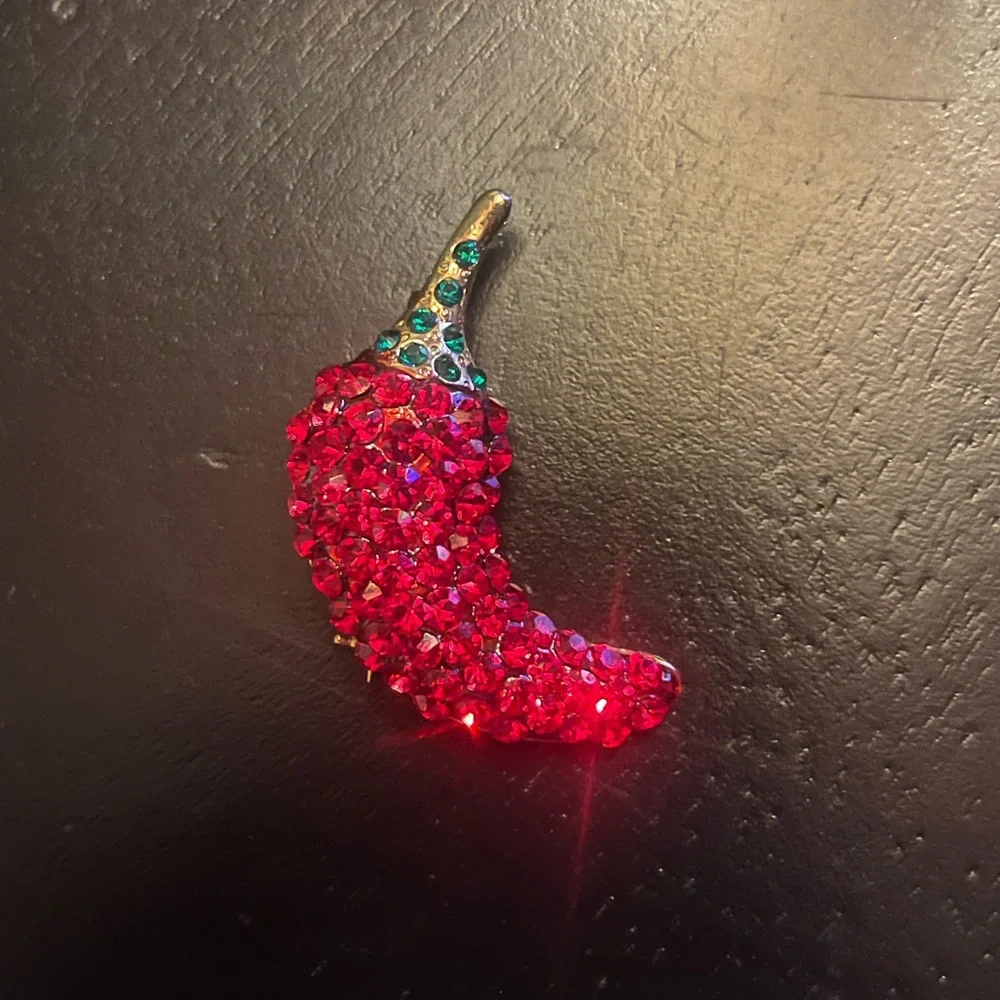 Sparkling Red Chili Pepper Brooch